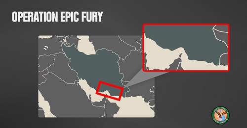 Map - CENTCOM strikes against Iranian missile sites near Strait of Hormuz. 17 March 2026.